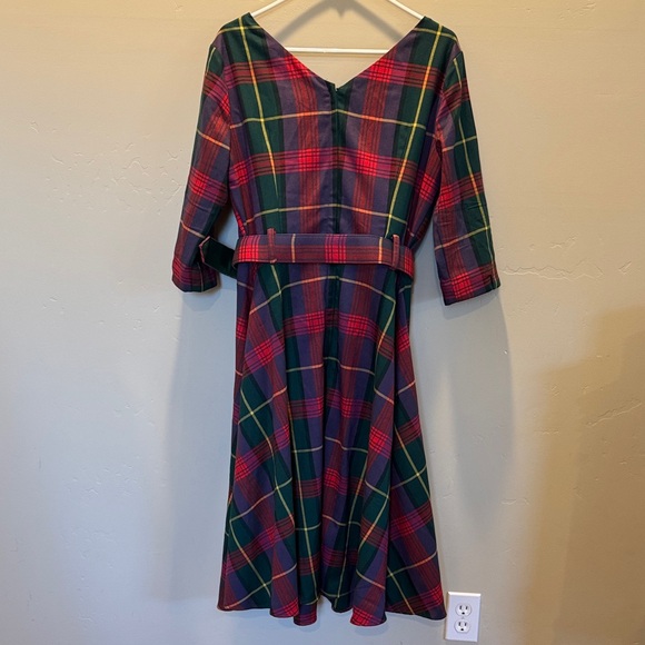 Collectif Red and Green Plaid Dress - Picture 4 of 5